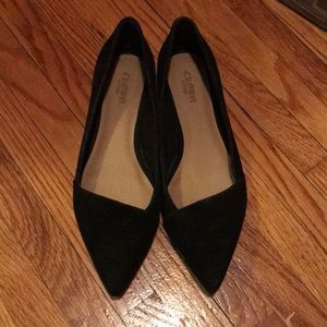 Crown Vintage Black Faux Suede Pointed Flats